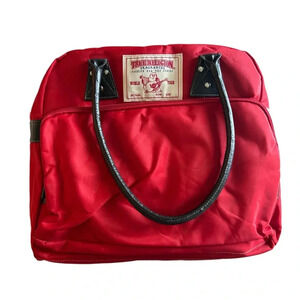 True Religion Red Bag Shoulder Purse Large Tote Travel Bag Fragrances Storage